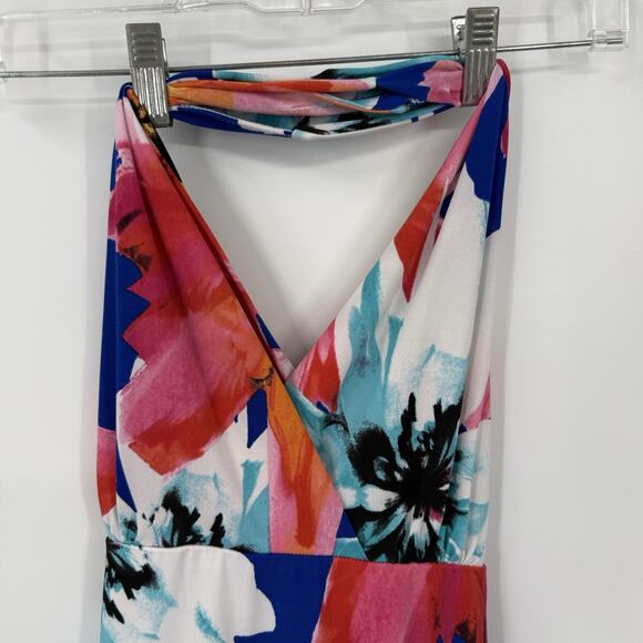 VENUS size XL Halter Mini Cover-Up Dress Floral Ruched Side Pullover Beach - Picture 7 of 13